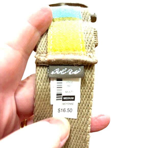 Aeropostale colorful patchwork tan woven fabric ladies belt Size M - Picture 3 of 6